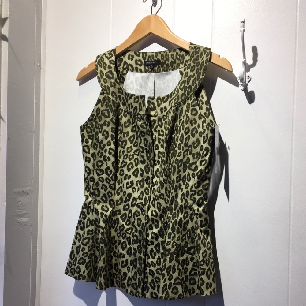 Lafayette 148 Animal Print Blouse Size 2 NWT